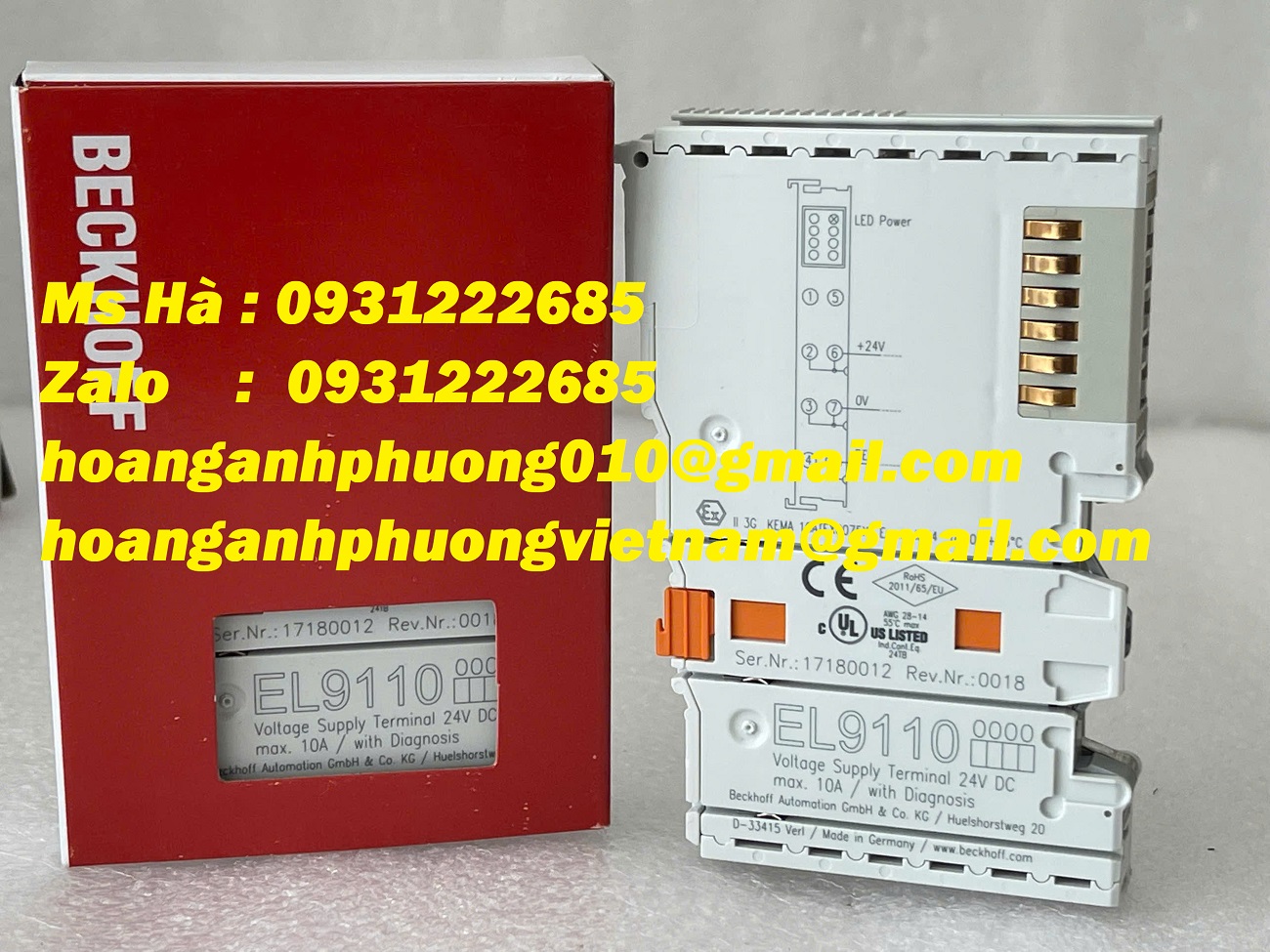 Đầu nối nguồn 24VDC beckhoff EL9110, EL9100, EL9150